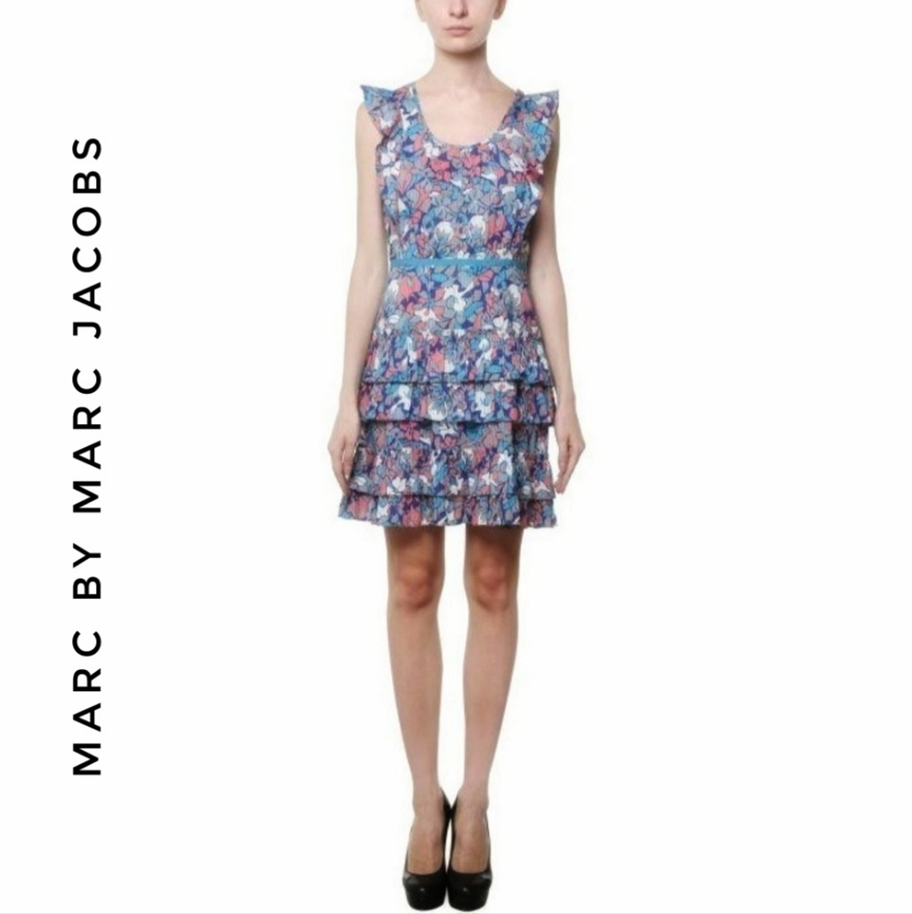 💮Marc by Marc Jacobs Floating Lotus tiered ruffle floral dress 2